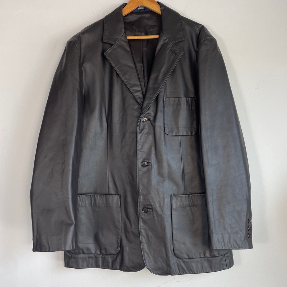 Vintage Gap Leather Blazer‎ Size L Chocolate Brown 90s Y2K